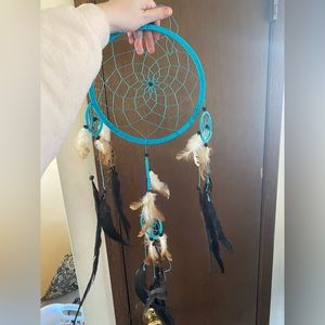 Large cyan dream catcher earth bound